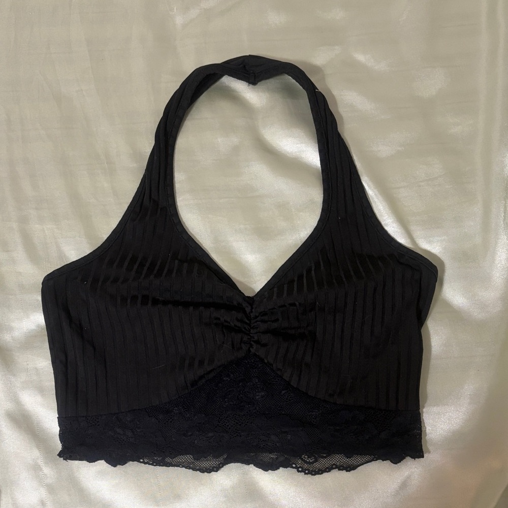 SHEIN Black Lace Trim Bandeau